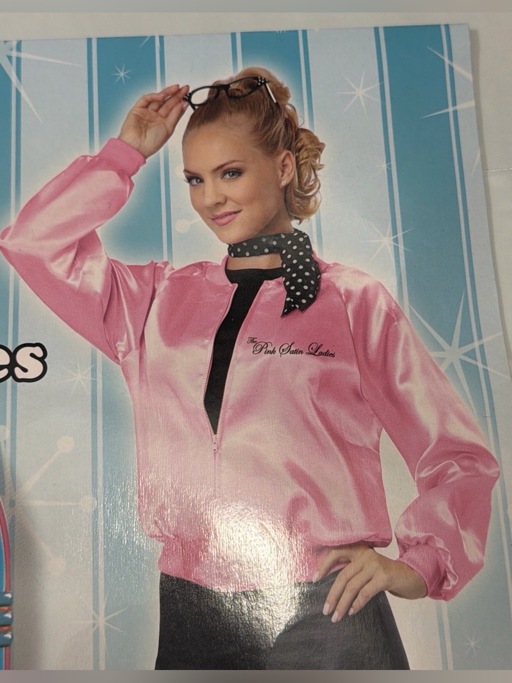 Pink SATIN LADIES Grease Jacket 1950s Sandy Rizzo Frenchie Zip Up Women’s Large